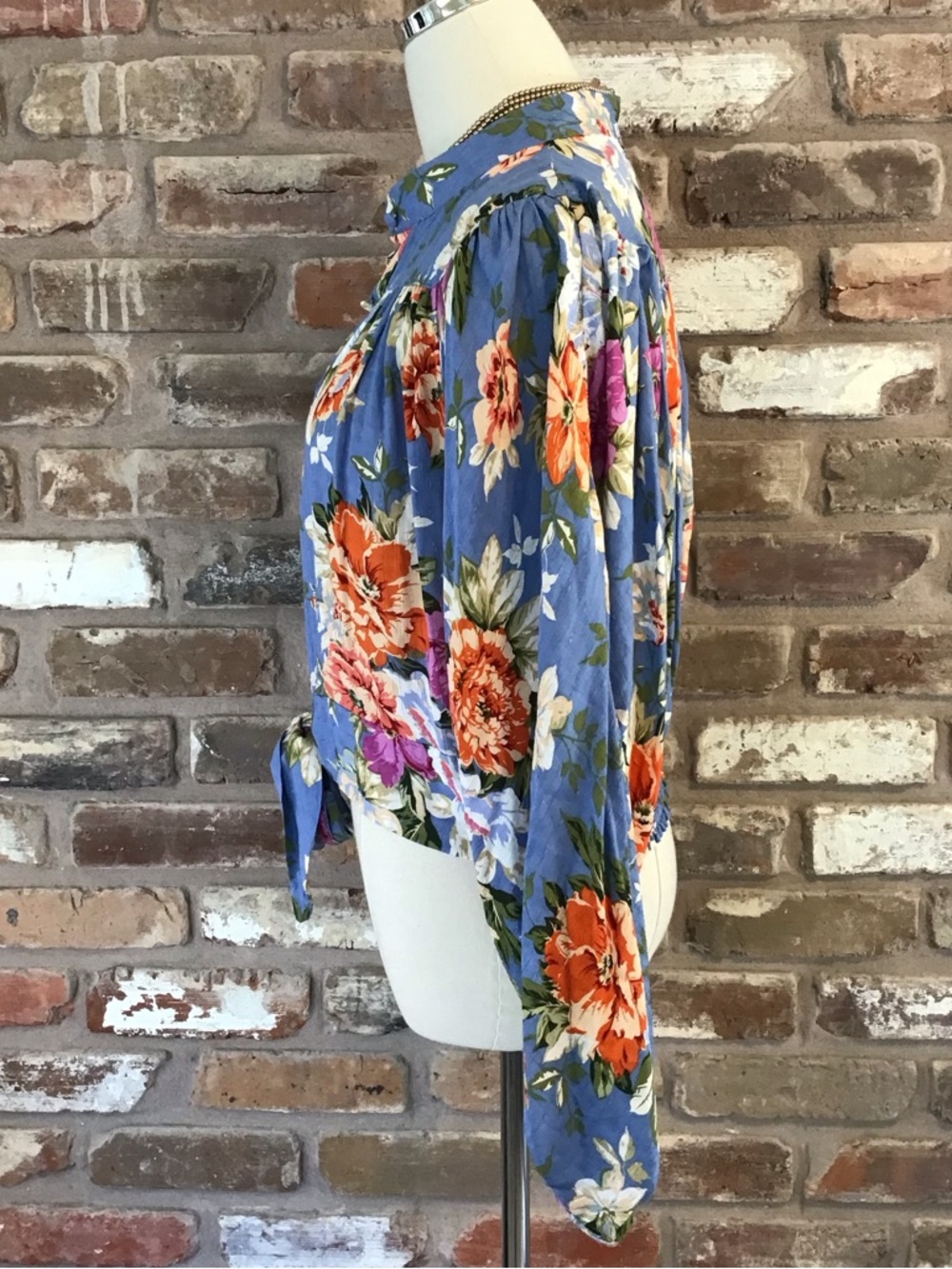 RACHEL Rachel Roy Periwinkle Blue Floral Tie-Front Blouse L - Picture 4 of 9